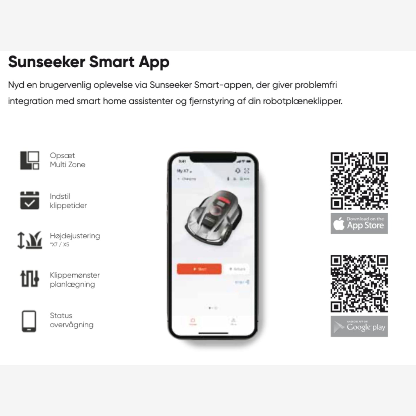 Græsslåmaskine Sunseeker X3 - smart app - uden kanttråd