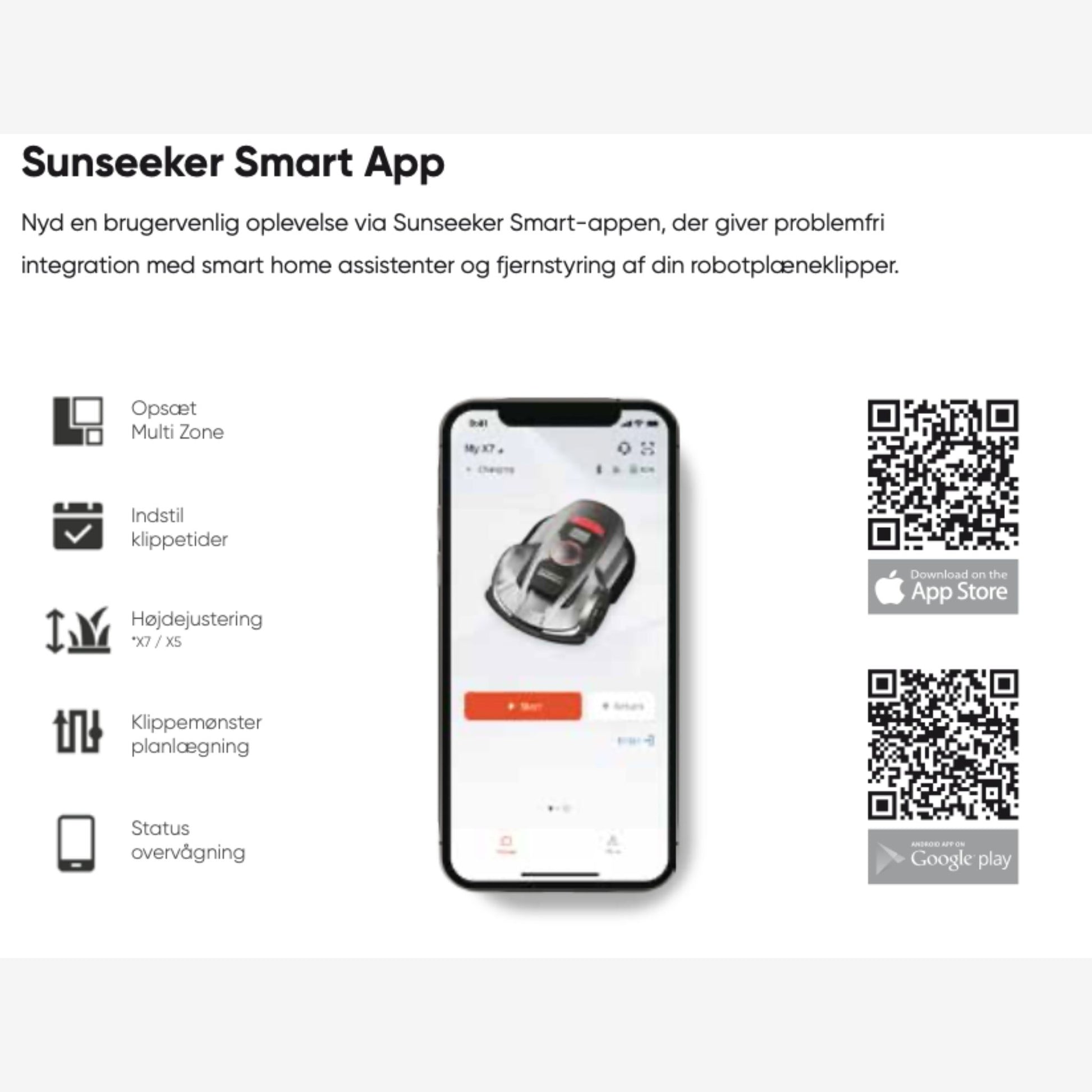Græsslåmaskine Sunseeker X3 - smart app - uden kanttråd 