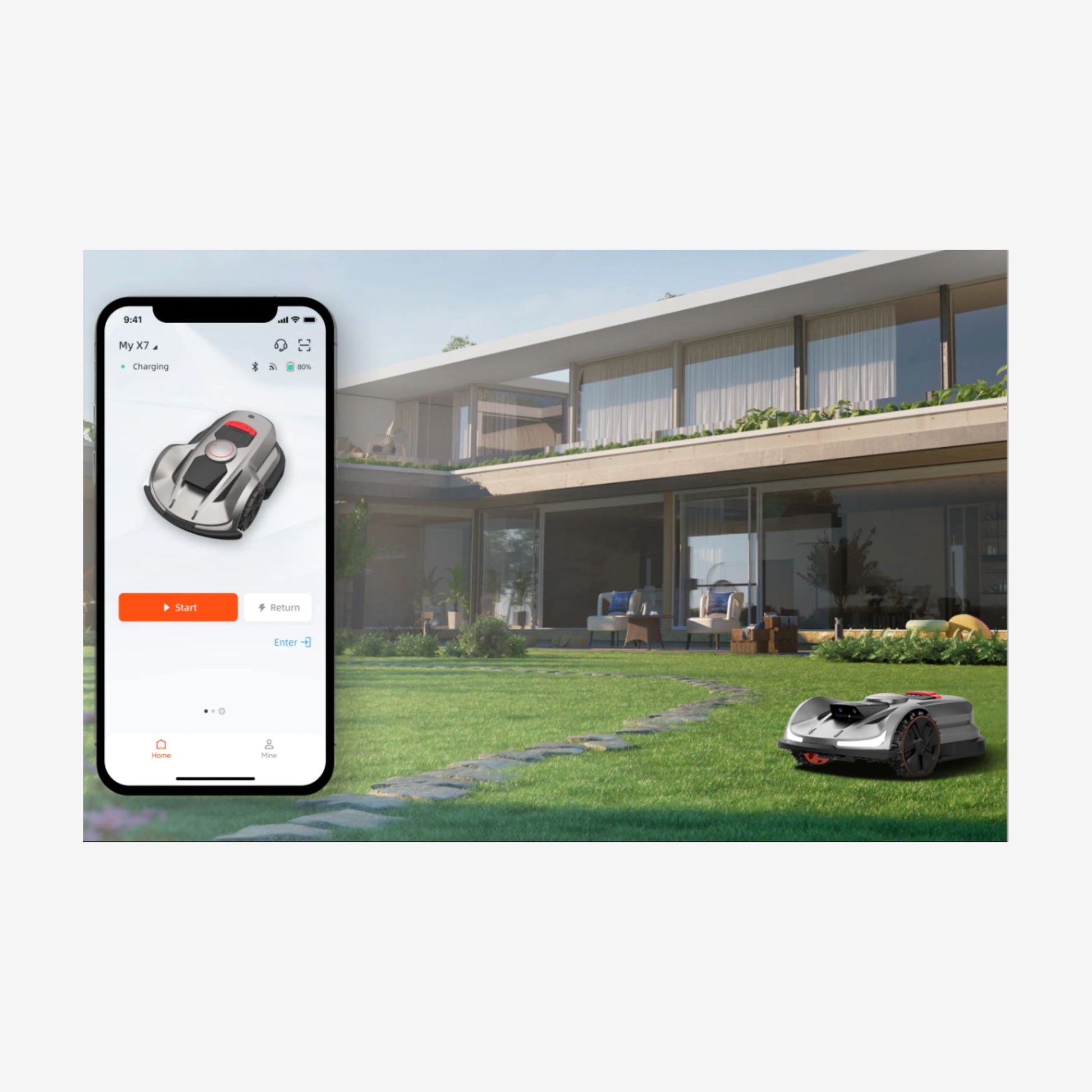 Græsslåmaskine Sunseeker X7 plus - appen sunseeker elite - uden kanttråd 